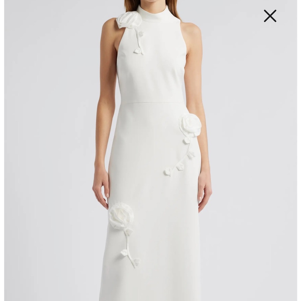 Likely White Maxi Dress with Floral Accents